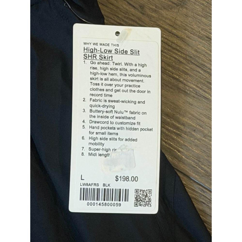 NWT Lululemon High-Low Side Slit Super-High-Rise Skirt Black Size L - Picture 4 of 5